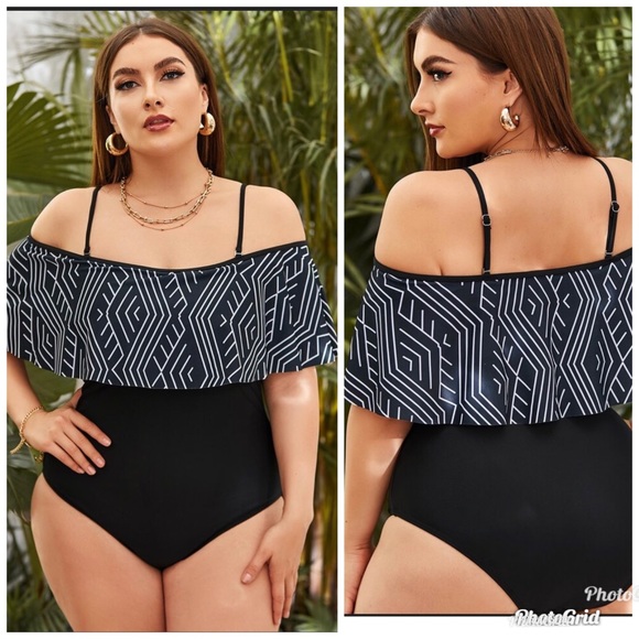 Other - New Plus Size Ruffle Off Shoulder Swimsuit